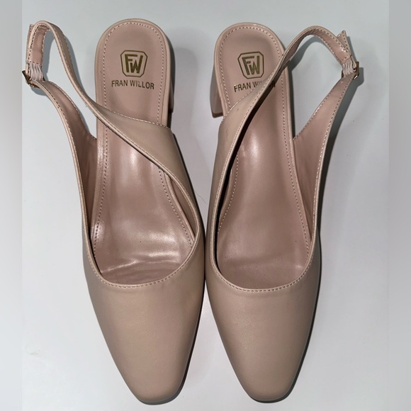 Fran Willor Chunky Heeled Slingback Shoes with Pointed Toe - Picture 1 of 8